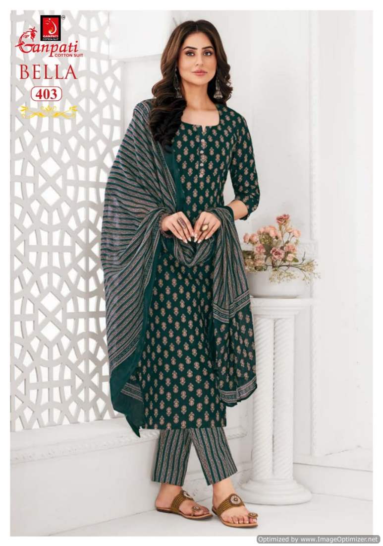 Bella Vol 4 By Ganpati Jaipuri Printed Cotton Kurti With Bottom Dupatta Wholesalers In Delhi
